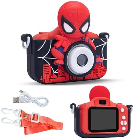 Kids Digital Camera 1080P HD Spider Man 10.8MP Mini Video Camcorder For Boys & Girls, Age 4, 5, 8-10| 2-Inch HD Screen, Selfie | Child-Safe Design | Expandable Up To 32GB (Red)