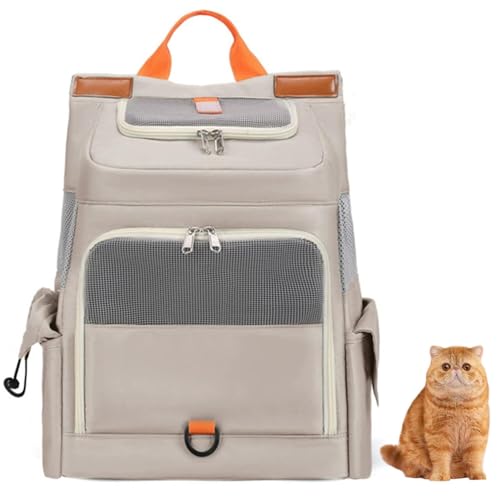Lifetipsエキゾチックショートヘア ペットリュック キャリー 通気性メッシュ カーテン付き 軽量 反射テープ 飛び出し防止 防水 撥水 多機能 リュック型ペットキャリー 小型犬 中型犬 猫 旅行 通院 自転車 電車 収納ポケット付き 折りたたみ 携帯