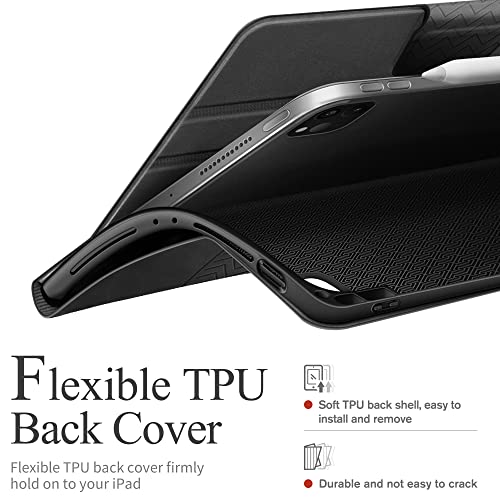auaua Case for iPad Pro 12.9 6th/5th/4th/3rd Generation 2022/2021/2020/2018, Slim Durable Leather Stand Cover with Pencil Holder, Auto Sleep/Wake (Grey) by auaua - Image 6