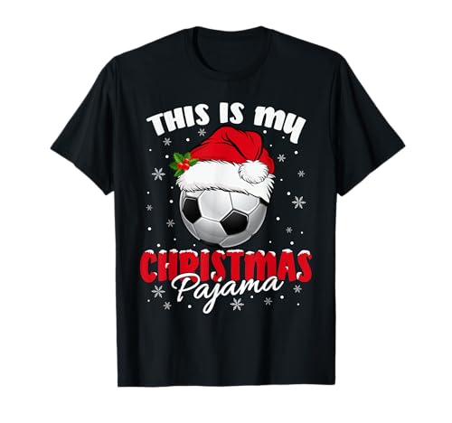 Christmas Pajamas Soccer Ball Christmas Lights Football T-Shirt
