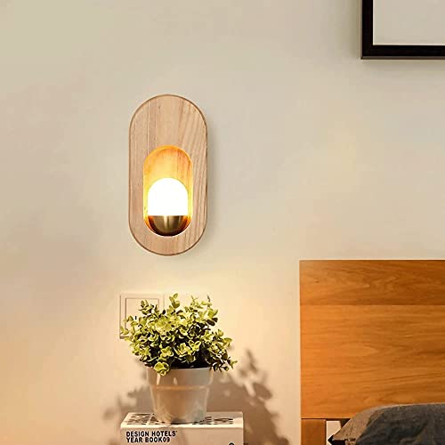Aplique de pared elíptico de madera WQHPLMD con pantalla acrílica de alta gama 6