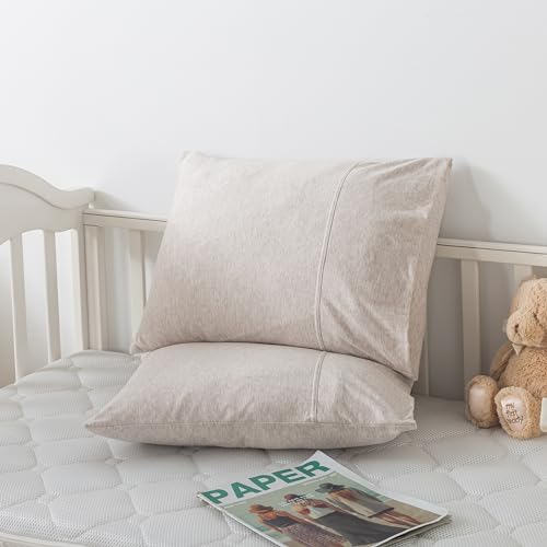 Image of Household Cotton Jersey Knit Pillowcases, Soft and Breathable Travel Pillow Cases with Envelope Closure, 13 inch x 18 inch 2 Pack (Pure Light Coffee)