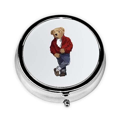 くま ポロベアー ピルケース 薬ケース 丸型 3段分割 円形薬入れ 丸いミニ薬箱 錠剤ケース 小物入れ サプリケース 多機能 密閉 耐湿 収納ケース 仕切り付き 薄型 軽量 耐久性 携帯型 飲み忘れ防止 旅行 出張 家庭用 直径4.6cm