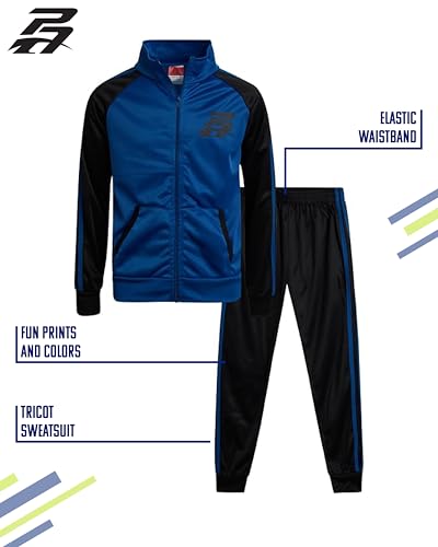 Pro Athlete Boys Tracksuit Set - 2 Piece Performance Tricot Zip Up Mock Neck Sweatshirt and Boys Joggers Track Pants (8-12)2