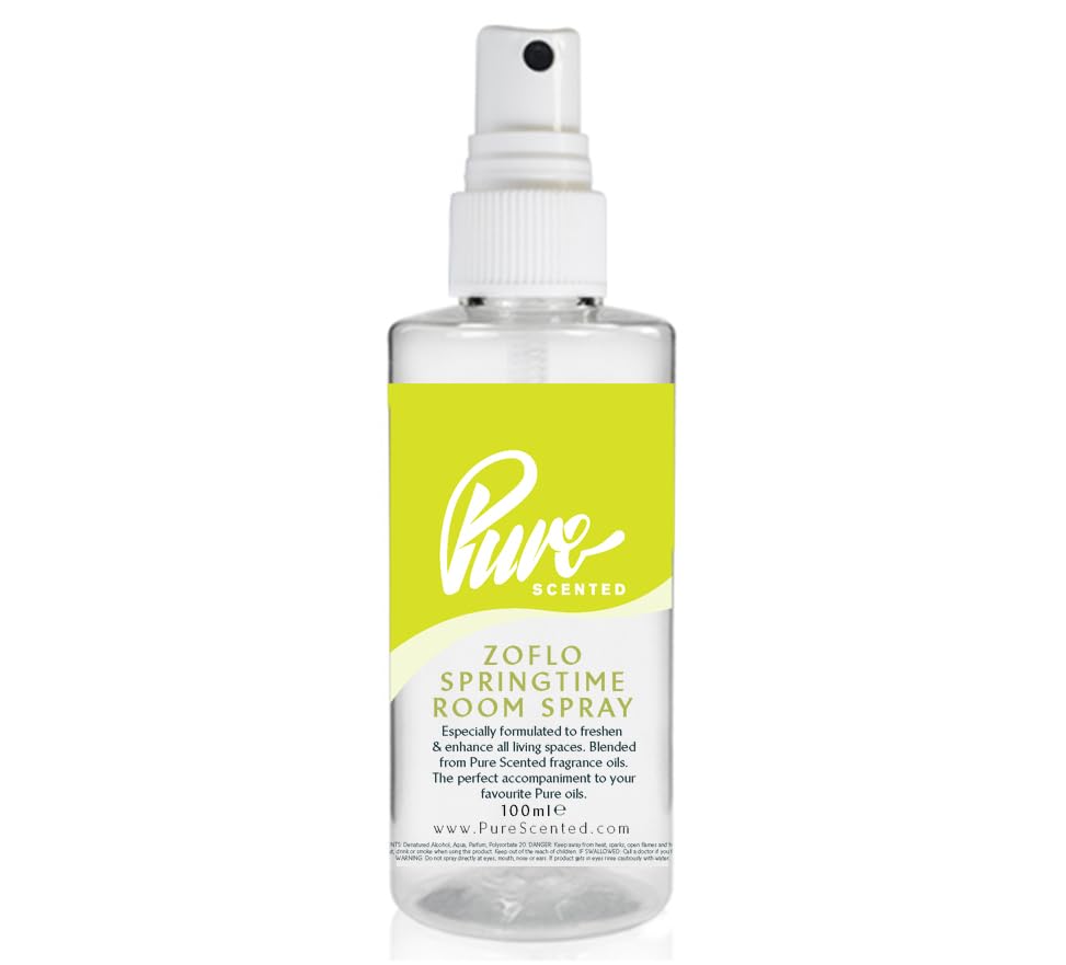 Pure Scented 100ml Room & Fabric Sprays Suitable For Home, Car, Caravan, Work, Gym Bags, Odour Eliminators (1 x 100ml, Zoflo Springtime)