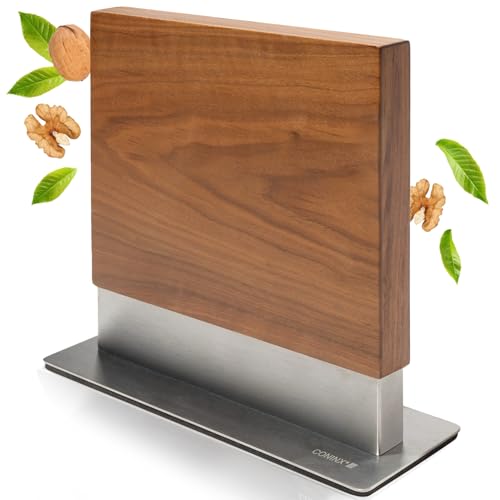Coninx Magnetic Knife Holder with display stand, Double Sided Strong Magnetic Knife block for Kitchen counter top, Universal empty storage Organizer Block (Walnut Wood) by Coninx - Used condition - US$33.86