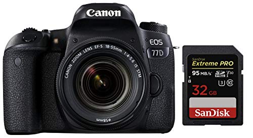 Image of Canon EOS 77D 24.2MP Digital SLR Camera + EF-S 18-55 mm 4-5.6 is STM Lens /Camera Case + SanDisk Extreme 32GB SD Card