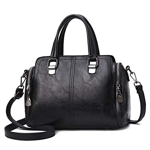 Monitika Bolsos de mano Mujer Bolsos bandolera PU Cuero Moda Bolsos totes Shoppers y bolsos de hombro Negro