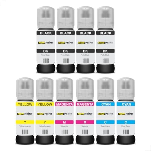10x Refil Tinta New Print 544 Compatível Epson L3150 L3250 L3110 ...