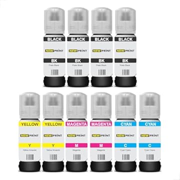 10x Refil Tinta New Print 544 Para Epson L3150 L3250 L3110 L5190 L3210 L5290 L5590 T544
