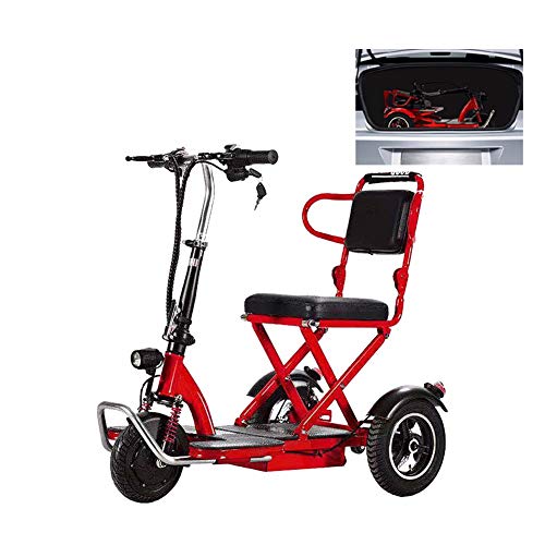 HSTD Scooter EléCtrico, Triciclo eléctrico Plegable Scooter de Tres Ruedas, Personas con...
