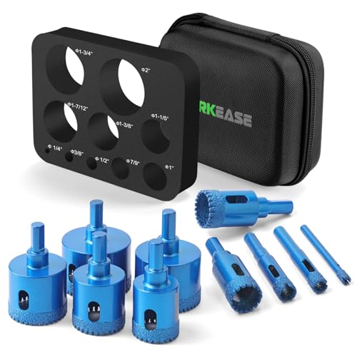 Diamond Hole Saw Kit 10PCS for Tile, Glass, Granite, Marble