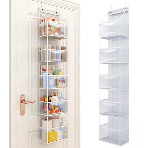 Fixwal 5-Shelf Over The Door Hanging Pantry Organizer, Room Organizer with Clear Plastic Pockets, 25lb Ultra Sturdy & Large Capacity for Closet, Bedroom, Nursery, Bathroom and Sundries