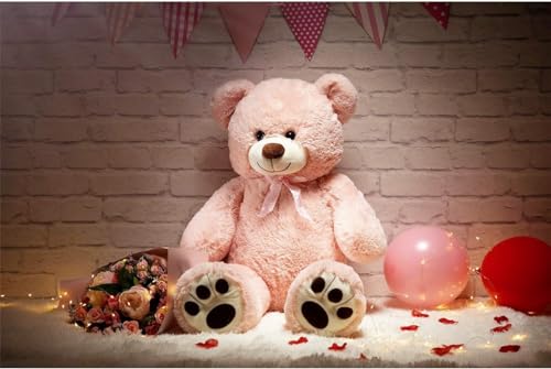 Image of RVA Teddy Bear Stuffed Animals, 3 Feet Big Pink Stuffed Bear Plush Toy with Footprint, Gifts for Kids, Wife, Girlfriends on Christmas Birthday Valentine's Day, 36 inch