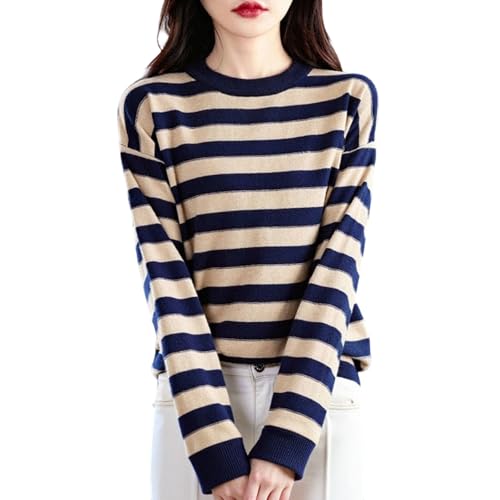 Striped Sweater Women Crewneck Pullover Lightweight Long Sleeve Knit Tops - image 1