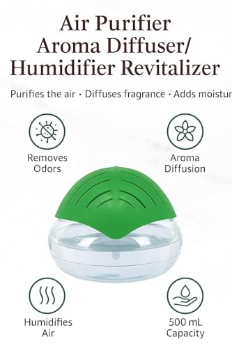 Image of Portable 3-in-1 Air Purifier, Aroma Diffuser & Air Humidifier with 500ml Water Tank - Electric Revitalizer for Fresh Air & Fragrance at Home, Office, Bedroom & Spa (Green)