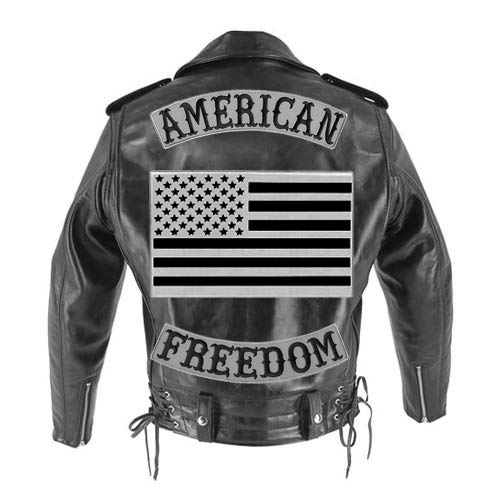Vegasbee American Reflective Embroidered Iron-On Patch Biker Jacket Rider Vest Top Rocker 12" Usa Gray (Reflective Grey Top) #TOP6