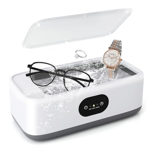 Ultrasonic Jewelry Cleaner,Portable Professional Jewelry Silver Cleaner Machine,48KHZ 22Oz(640ml),for Cleaning Eye Glasses,Ring,Earring,Necklaces,Watch Strap,Makeup Brush(TR)
