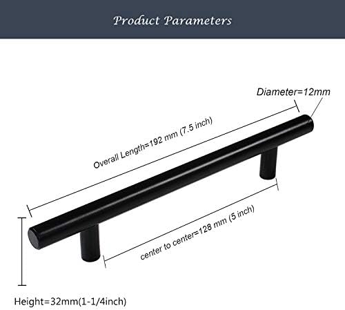 Pinson 15 Pack 128mm Black Cupboard Handles Kitchen Cabinet Handles Kitchen Door Handles Cabinet Pulls Stainless Steel T Bar Handles Matte Black Handles