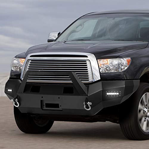 Image of DNA Motoring FGBP-008 1-Piece Design Rock Crawler Front Winch Bumper w /LED Fog Light Compatible with 07-13 Toyota Tundra