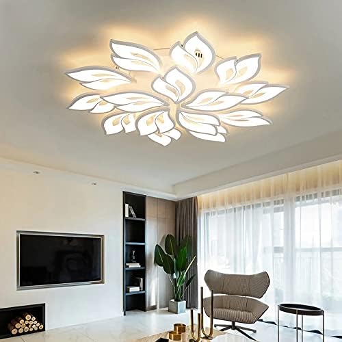 COOYO Plafondlamp LED Grote Woonkamer Lamp Dimbaar Met Afstandsbediening Bloemblaadje Creativiteit Hanglamp Licht Kleur/Helderheid Kroonluchters Hanglamp Acryl Lampenkap Slaapkamer Eetkamer,15 heads photo 3