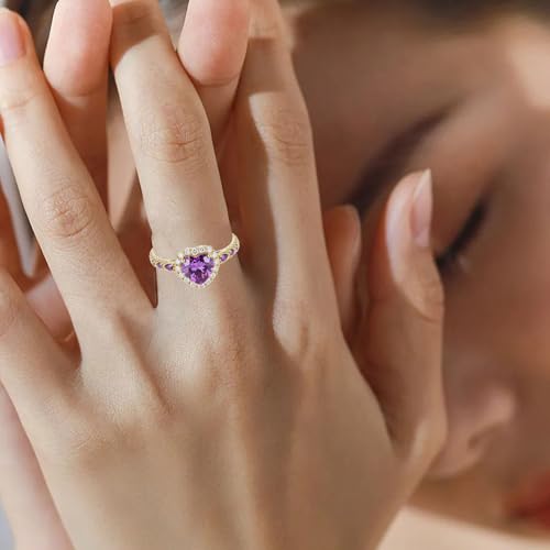 2ct Heart-Cut Natural Amethyst Engagement Ring Solitaire Purple Ring Solid 10k 14k 18k Gold Wedding Band Womens Engraved Promise Birthday for Women Wife4