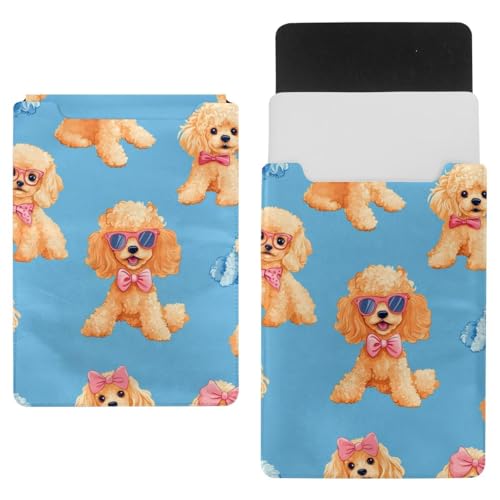 Funda para portátil 13.8 x 10.2 pulgadas Lovely Bow Poodles de tacto aterciopelado