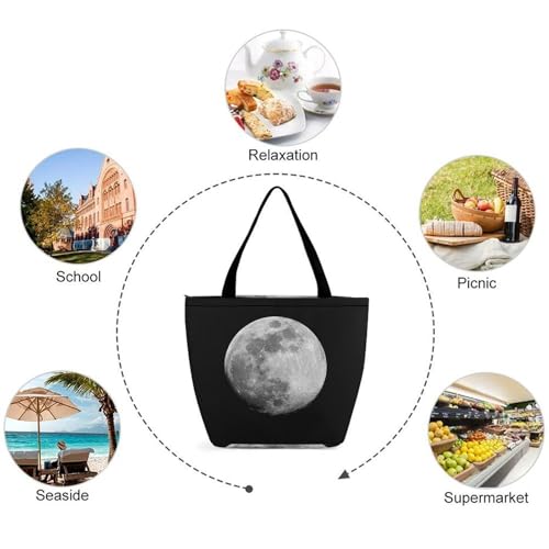 Sac à main lune noire et blanche grand volume pour femme active - 7