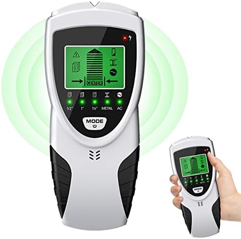 A2B Stud Finder 5 In 1 High Accuracy Wall Scanner with LCD Display and Audio Alarm Automatic Calibration Portable Electronic Wall Detector for Metal Studs AC Wire Detection A2B(silver)