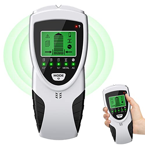 Fuygrcj- Stud Finder 5 In 1 High Accuracy Wall Scanner With Lcd Display And Audio Alarm Automatic Calibration Portable Electronic Wall Detector For Metal Studs Ac Wire Detection(Silver) #TOP4