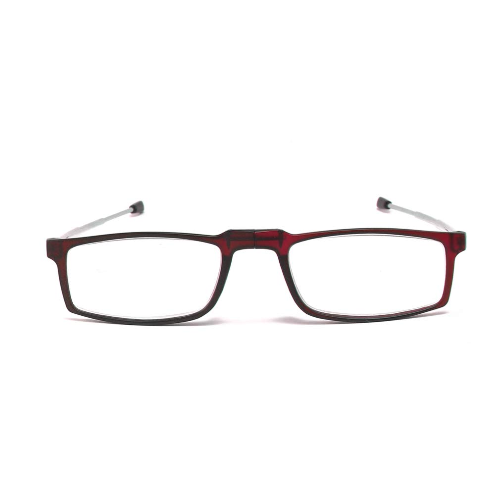 KoKoBin Pieghevole Anti Luce Blu Occhiali da Lettura Per uomo e donna con fionda specchio telescopico gambe con una scatola portatile Per viaggiare (rosso, 2.0)