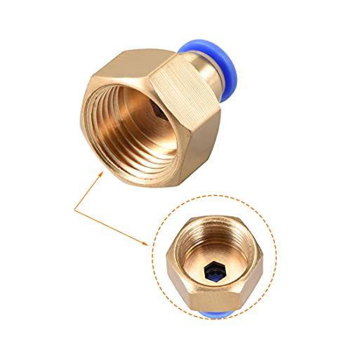 sourcing map Rohrverschraubungen Drücken Verbinder 8 mm Rohr Außendurchm. x G1/2 Buchse Gerade Pneumatischer Anschluss Rohrverschraubung