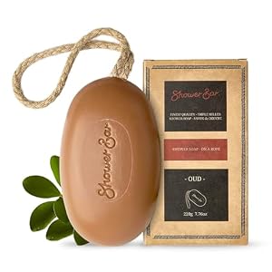 Oud Scented Soap on a Rope – 220g Natural Solid Body Wash Bar for Travel & Home – Long Lasting, Vegan, Plastic-Free, Eco-Friendly & Moisturizing