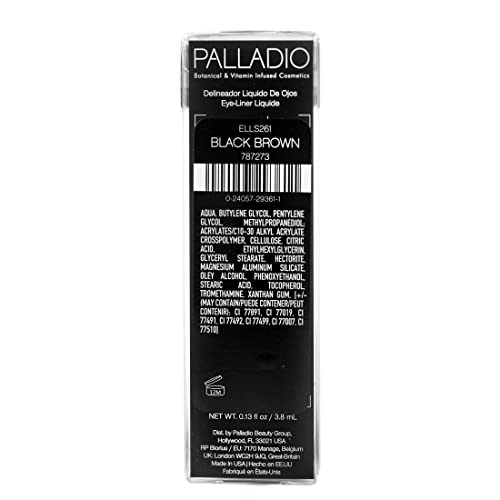 Palladio Liquid Eyeliner, Highly Pigmented And Waterproof Eyeliner, For Intense Eye Definition, Smear-Proof Eyeliner Liquid, Includes Easy Grip Wand And Felt Tip Eyeliner Applicator, Black Brown #TOP4