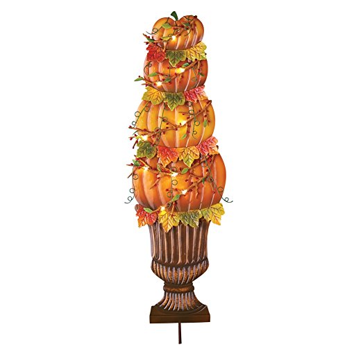 Lighted Autumn Pumpkin Topiary Stake, Orange