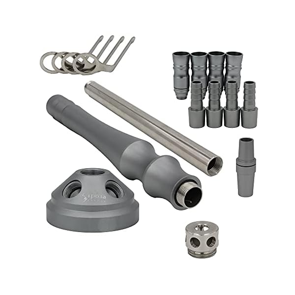 DIAMOND HOOKAH Premium Mittel Aluminium RPO3A Shisha Set, Wasserpfeife Shisha Edel Komplettset mit 4 Anschlüsse. 18/8… – Bild 5