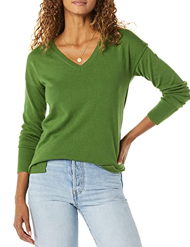 Amazon Essentials Maglione A Tunica Leggero A Maniche Lunghe Con Scollo A v (Disponibile In Taglie Forti) Donna, Verde, XXL