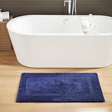 Better Trends 24' x 40' Luxury Bath Room Rug 100% Cotton Extra Soft Tufted Bath Mat Super Absorbent & Reversible Machine Washable for Bath Room Floor Decor Shower Tub Laundry Room Navy Lux Collection