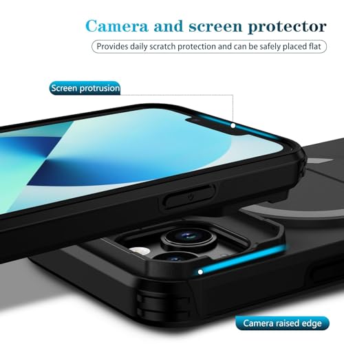 Image of ShieldTech MagStand Series Case for iPhone 13 | Mobile Phone Cover with Sliding Camera Shield, Mag-Safe, Kickstand, Shockproof for Apple iPhone 13 - Black