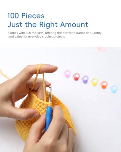 image for 100PCS Crochet Stitch Markers by Flickzo – Locking Stitch Markers wi