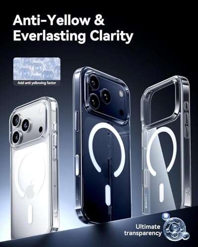 Image of DIZORO Crystal Clear Magnetic Compatible with iPhone 17 Pro Max Case with Anti-Yellow Anti-Scratch | Shockproof Transparent Cover