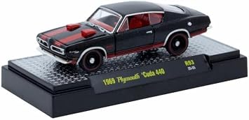 M2 Machines 1969 Plymouth Cuda 440 in Red and Black Auto-Thentics Limited Edition 164 32600-HS93 25-55