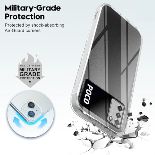 Image of Jkobi Back Cover for Xiaomi Poco M3 (Silicone Clear Shockproof Case with Camera Protection | Soft and Flexible | Transparent)