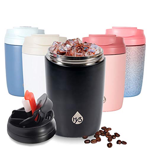 Amazlife Insulated TumblersStainless Steel Coffee MugInsulated Coffee MugDouble Wall Vacuum Travel MugLeak-Proof Cofffee Mugs Tumbler Cup With Lids and Straws For Hot and Cold Drinks 12ozBrush）