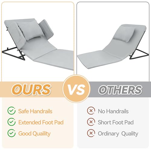 Electric Lifting Backrest for Bed, Adjustable Power Recliner Bed with Remote Control, 2°-80° Adjustable Angle, with Handrail Fence&Headrest Cushion, Suitable For Pregnancy&Elderly&Patients, 30x75in - Image 7