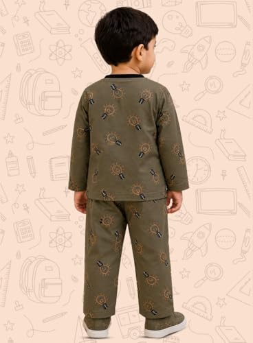 Image of 3BROS Cotton Bodysuit Dress with Full Pajama and Full Sleeves Night Suit Top Combo Set for Boys & Girls Baby Home Wear and Sleepwear Pack of 1