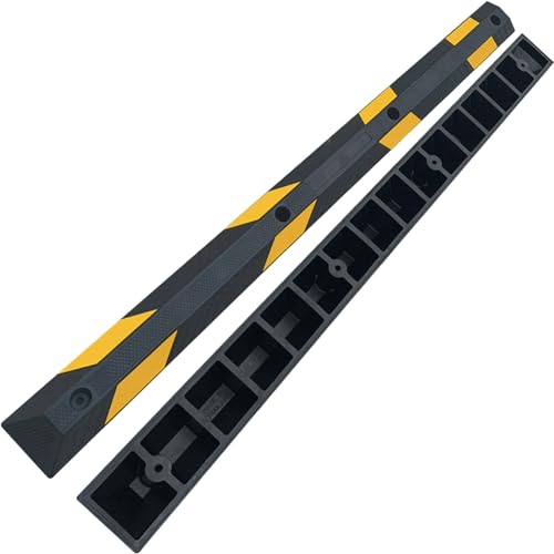 OranLite 72\" inch 6\' Feet Heavy Rubber Parking Curb, Installation Kits Included, Parking Garage Floor Stopper, Wheel Stopper for Vehicles Truck Driveway Protect Cars Vans Trucks Pumpers (72\" - 1Pack)