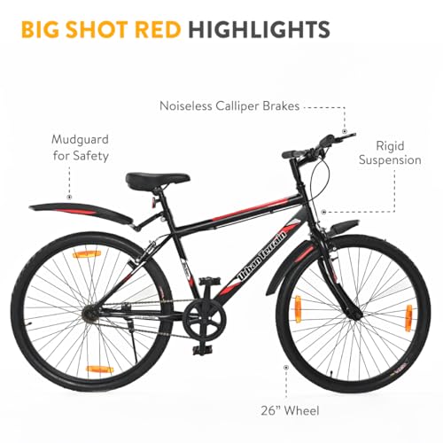 Image of Urban Terrain Bigshot Steel 26 inch Cycle /Bicycle City Bike Single Speed Cycle with Rigid Fork Bicycle for Men /Boys | Ideal for 13+ Years, Frame Size : 18 inch (Red)