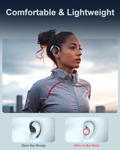 Open Ear Bluetooth 5.3 Headphones with 60 Hours Playtime - Waterproof Sport Earbuds for iPhone and Android