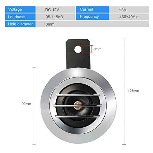 Yorten DC 12V 1.5A 105dB universal à prova d'água para motocicleta redonda buzina elétrica